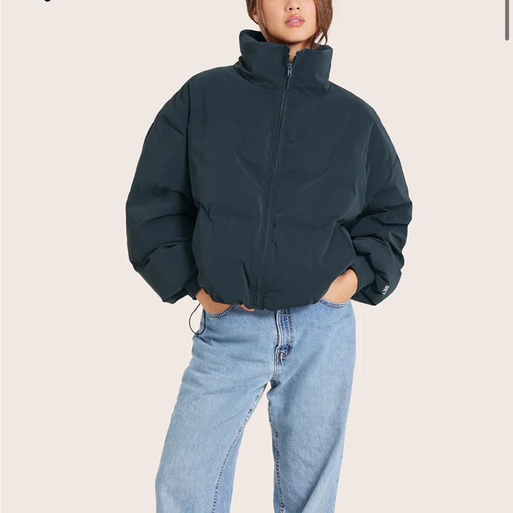 SET Active Blue Pea Coat Quilted High Collar
